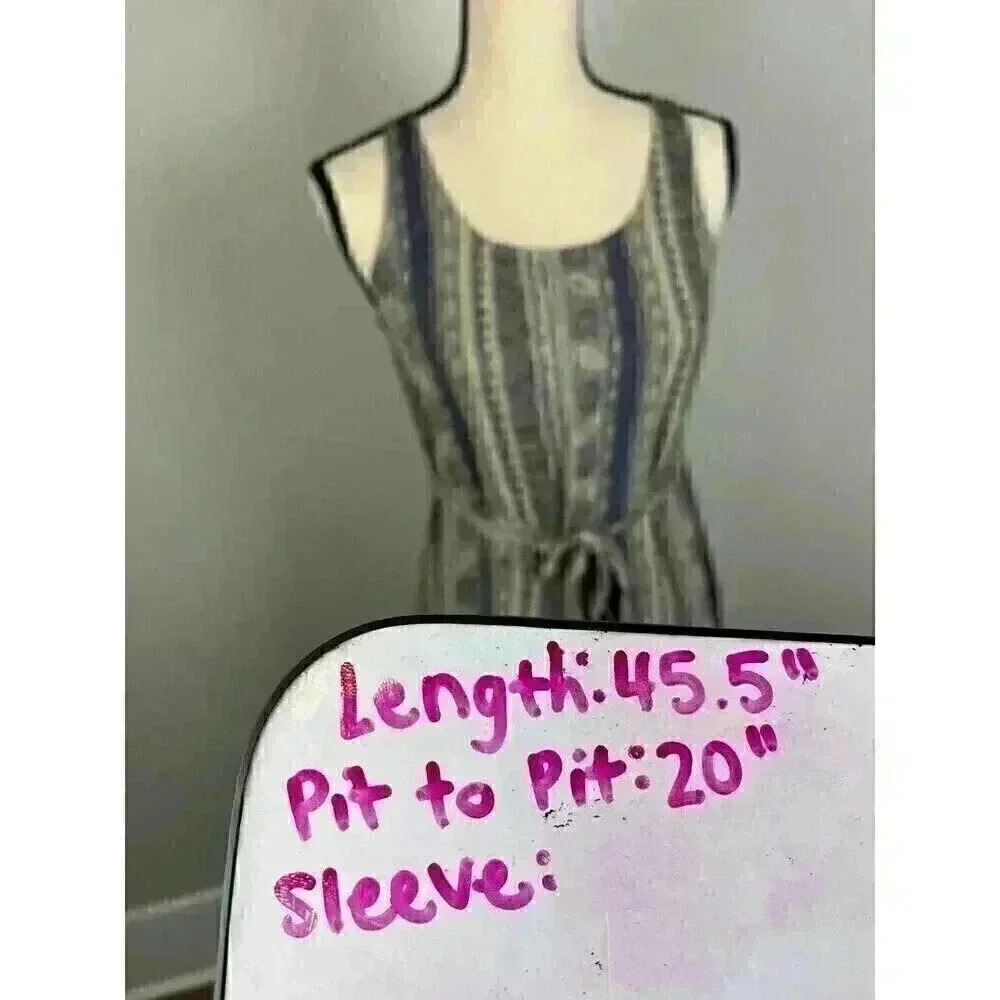 Vtg 90's Y2K Karizma Maxi Dress Abstract Print Tie Sleeveless Art Women's M - Picture 11 of 12